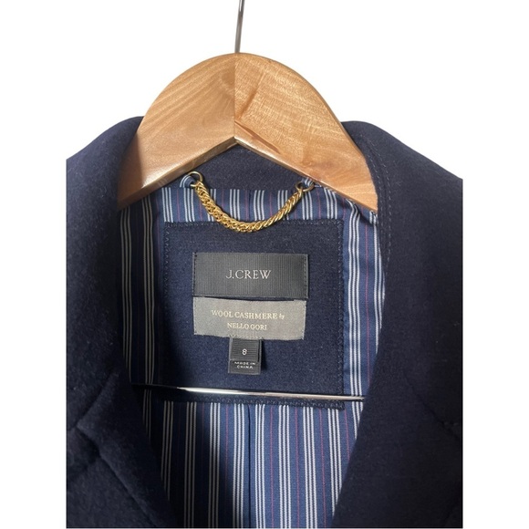 J Crew Long Topcoat Wool Cashmere Nello Gori Blue Double Breasted Stadium 8 1509 - Picture 6 of 8